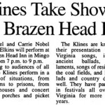Klines Take Show to Brazen Head Inn from the Inter-Mountain (Elkins, WV)